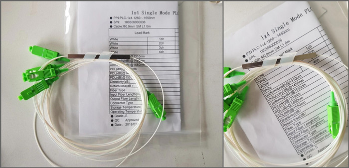 1×4 стальной Splitter волокна одиночного режима трубки 850nm 1550nm