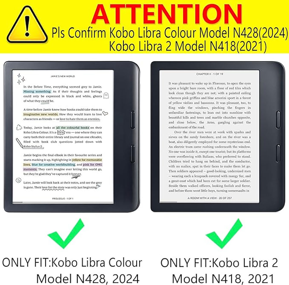 For Laudtec Kobo Libra 7 E-Reader Cover Pure Color Simple Business Style Auto Sleep/Wake Function Magnetic Leather Pbk313 for
