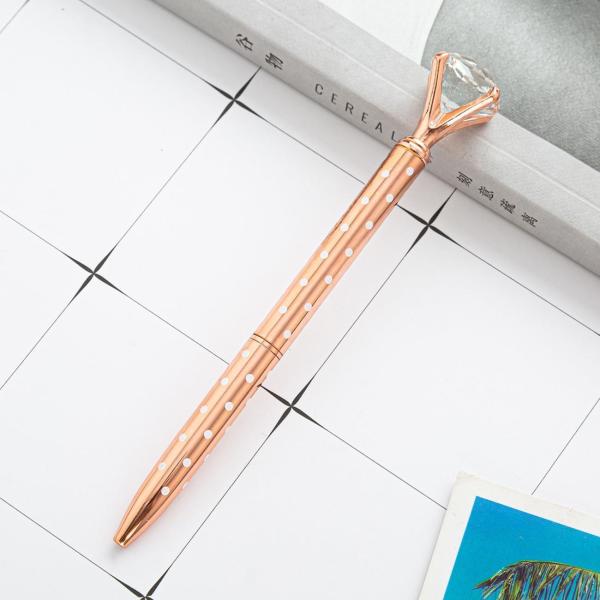 Fashion Polka Dot Twist Metal Ballpoint Pen Shining Big Diamond Spot Ball Pen 1.0mm