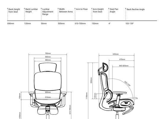 H2 Ergonomic Office Chair with 4.0 Dual-Back Design for Dynamic Spinal Support and Multiple Size Options