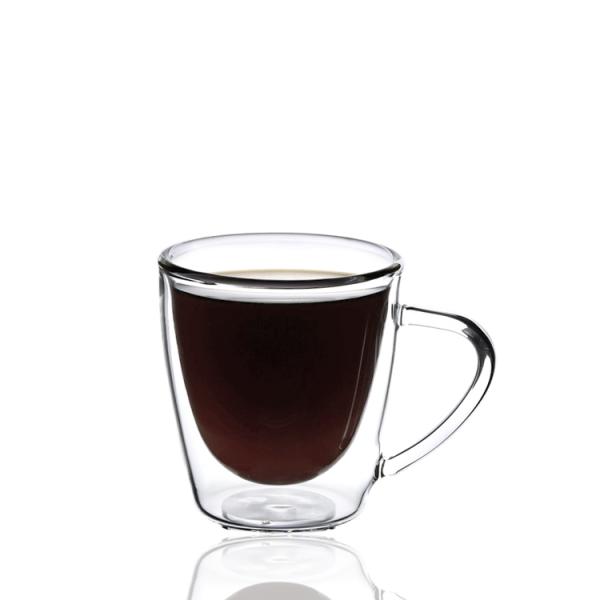 Heat Resistant 200ml Coffee Glass Mug Double Wall With Handle