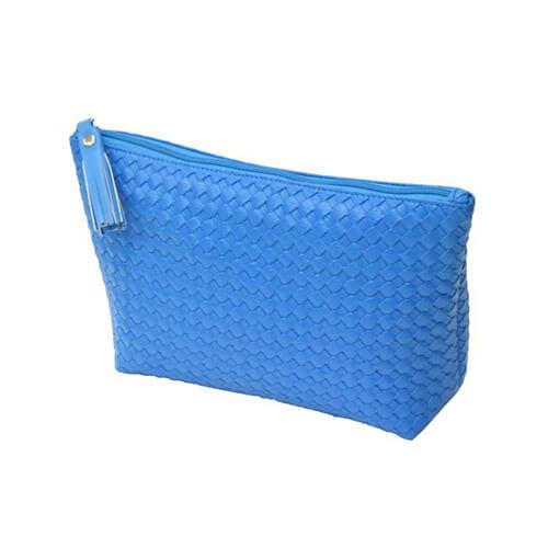 Woven Pattern PU Leather Custom Cosmetic Bags / Storage Makeup Bags