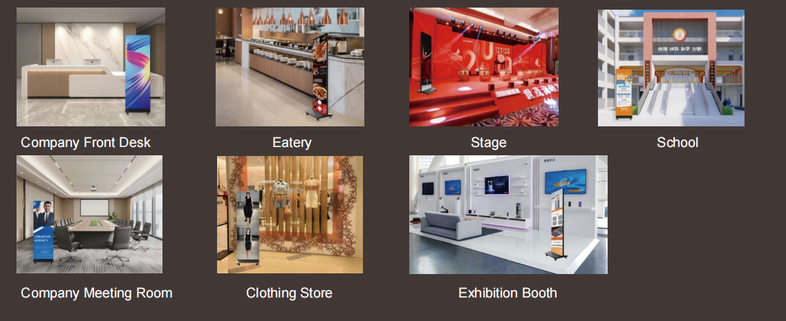 LED Poster Digital Display 80 Inch Foldable Movable Media Player Speaker Booth Hall Meetings