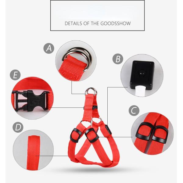 LED Night Dog Harness Vest Rechargeable USB Reflective Design Adjustable Leash Outdoor Walks