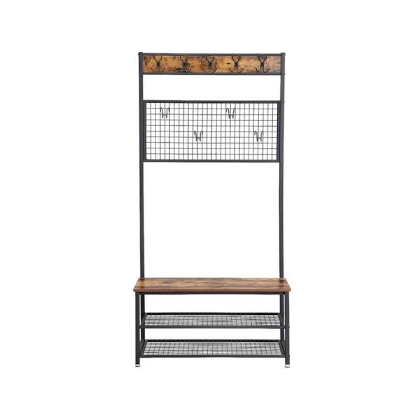 Industrial Hallway Coat Rack Furniture, Coat Stand with Shoe Bench, Coat Stand, UHSR46BX