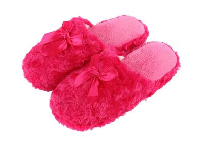 Luxury Plush Disposable Hotel Slippers Bright Red Color For Home