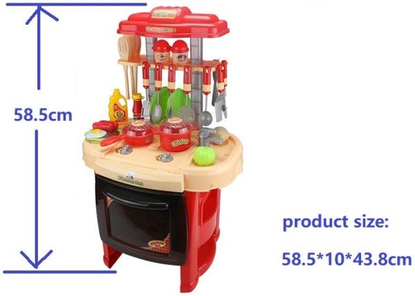 Red Color Pretend Play Childrens Toy Kitchen Sets With Sound And Light 62CM