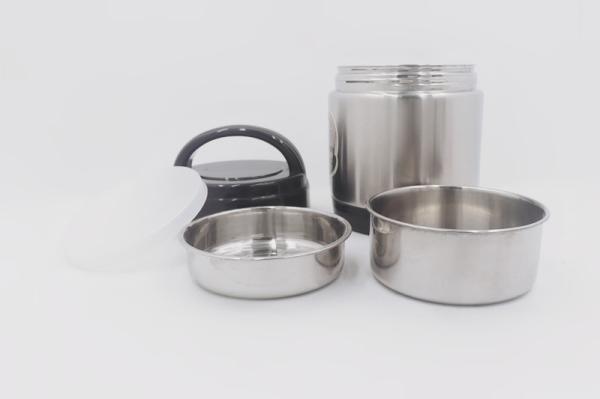 1.4L  Wholesale BPA free 3 compartment vacuum lunch box double wall stainless steel food container