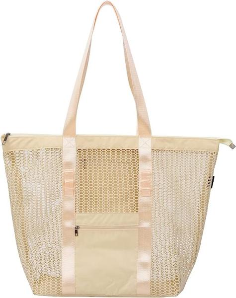 Mesh Beach Tote Large Bag Upgrade for Women with Multiple Pockets for Family Travel Swimming Waterproof Pool Bag