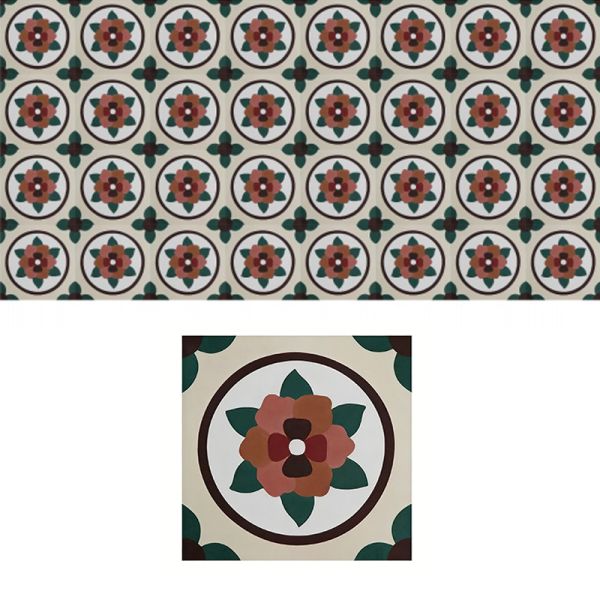 Vintage Flower Cement Tile Floral Pattern Decorative Wall Floor Tile For Cafe Hotel Home Renovation