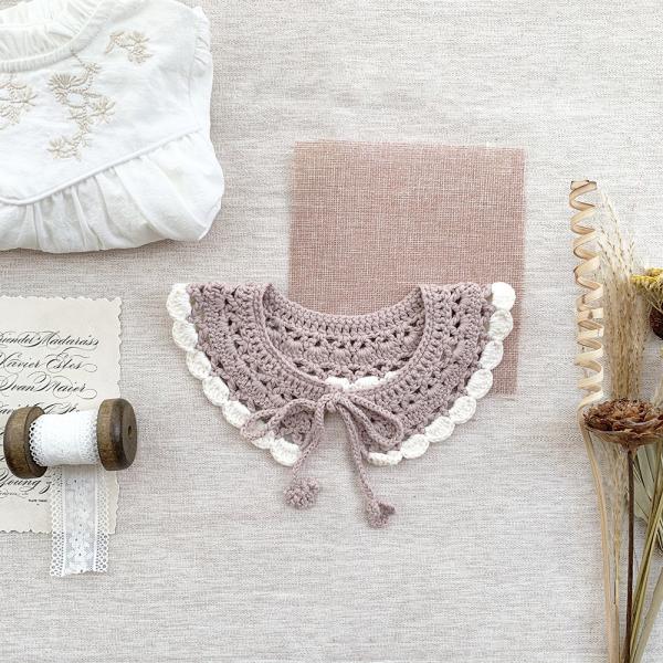 Y-F Hand Crochet Baby Girls Lotus Ruffle Lace Doll Neck Fake Collar for Girls