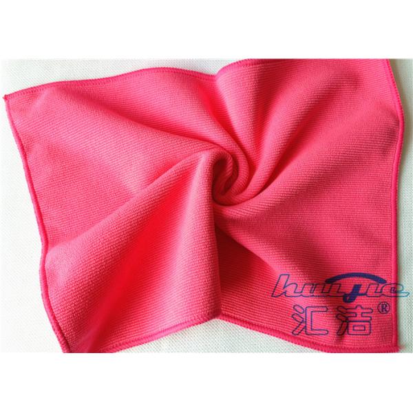High Absorption Red Microfiber Cleaning Cloth With Silk Banded Edges 16