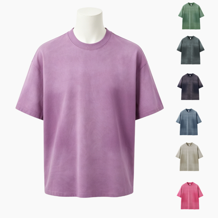 Cotton Men's Custom Polo Shirts Gradient Washed Oversized Polo Shirt 270GSM