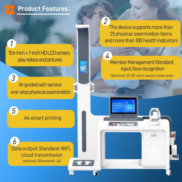 Medical Equipment Health Checkup Kiosk Ecg Machine Clinical Analysis in Body Composition Analyzer Telemedicine Kiosk