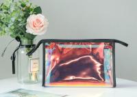 A bolsa transparente 25 x 18cm do PVC de Oilproof personalizou o logotipo com fechamento do zíper