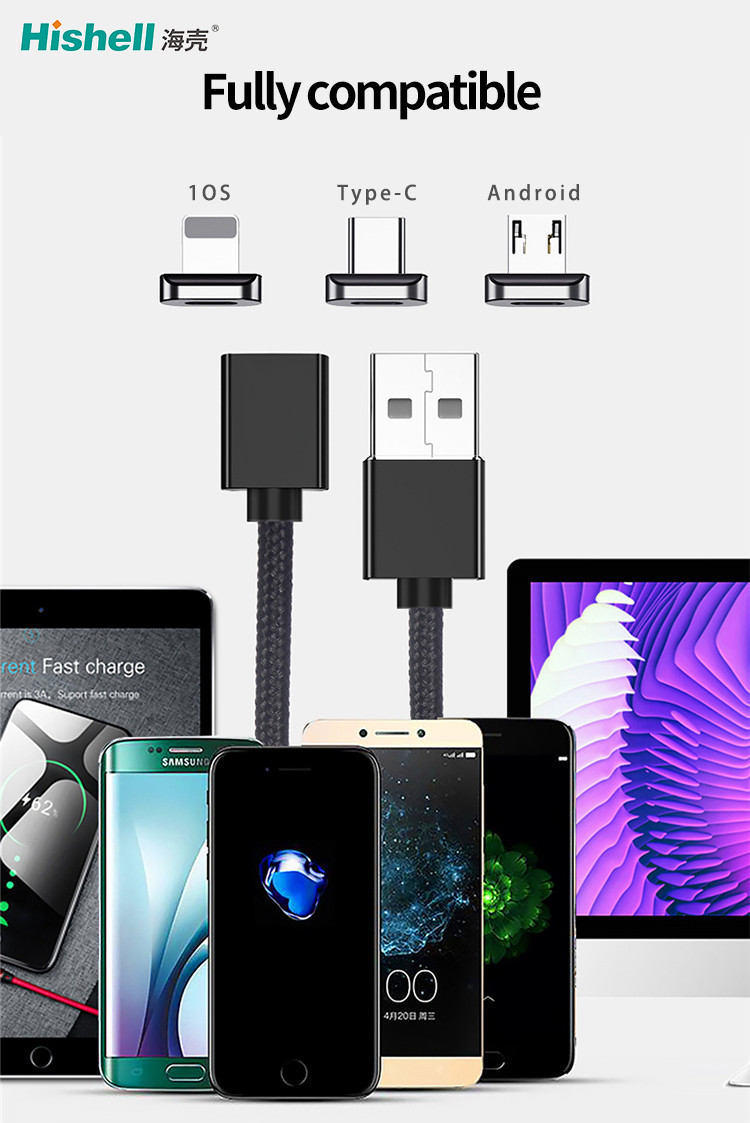Antiwear шнуры Multiscene магнитные поручая, быстрый поручая магнитный кабель USB 3A