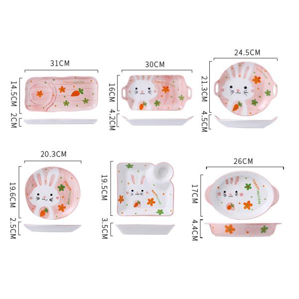 OEM ODM Pink 21pcs Childrens Ceramic Dinner Set Home Hotel Use