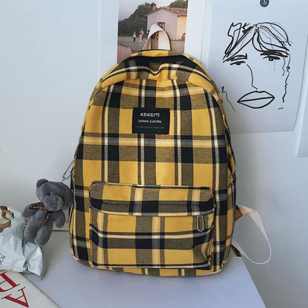Bag female Korean version of junior and senior high school students wind small fresh day department checked backpack