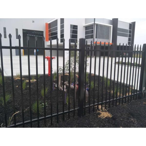 Powder Coating Black Garrison Metal Security Fence Panels2.1MX2.4M Rails 40mm