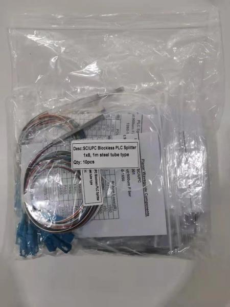 FTTH SC Fiber Optical Mini Steel Tube 1x2 Splitter PLC 1x4 1x8 1x16 1x32 1x64 PLC Splitter