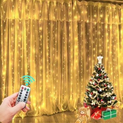 3500K Warm White LED Curtain Light for Bedroom Decorations 3x2.4m 240d USB Power Modes