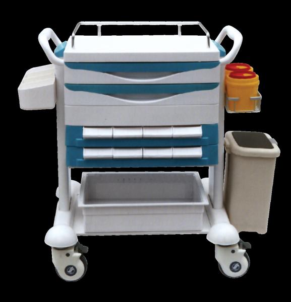 YJ-311 Stainless Steel Medical Instrument Trolley Double Lock And Anti - Skid
