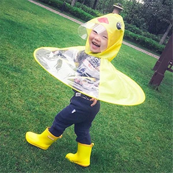 UFO Childrens Waterproof Raincoats , Yellow Duck Raincoat Outdoor Rain Gear For Kids