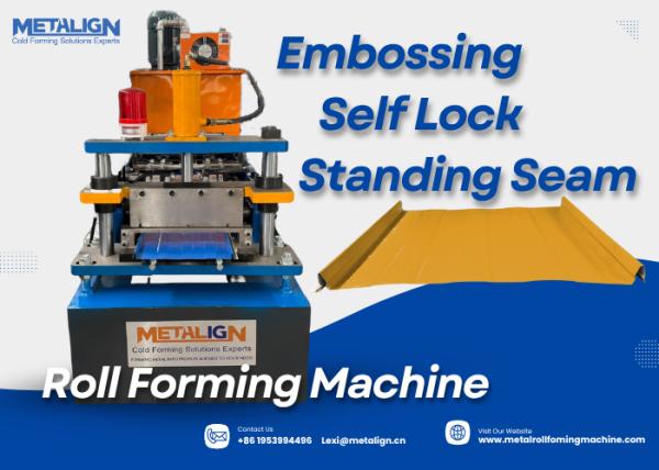 Self Lock Embossed Roofing Panel Roll Forming Machine With Chain Drive Safety Cover