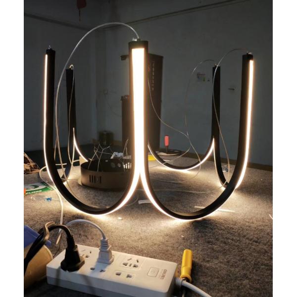 Aluminum Acrylic Black Color 600mm 800mm Modern Ring Chandelier