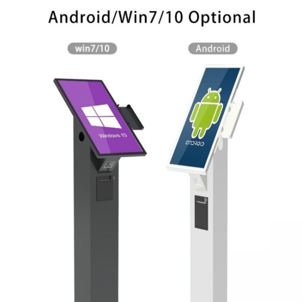 23.6 Inch Android All-in-One POS Terminal Self Ordering Kiosk Software QR Code Scanner Ticket Printer