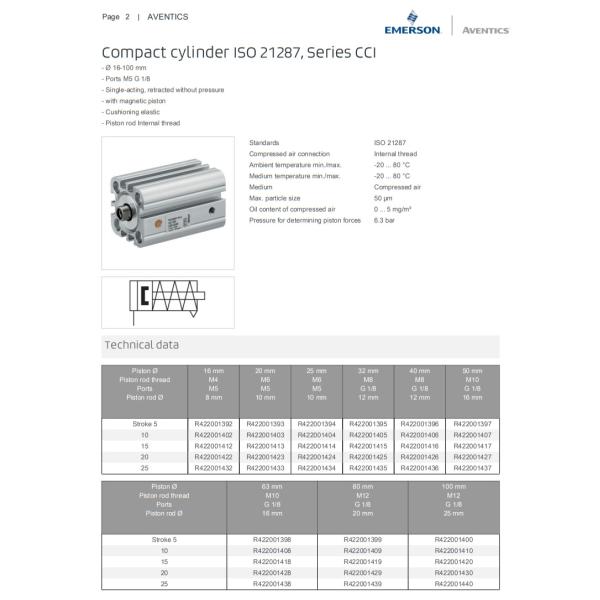 Compact Aluminium Double Acting Piston Rod Cylinder ISO 21287 Standard CCI