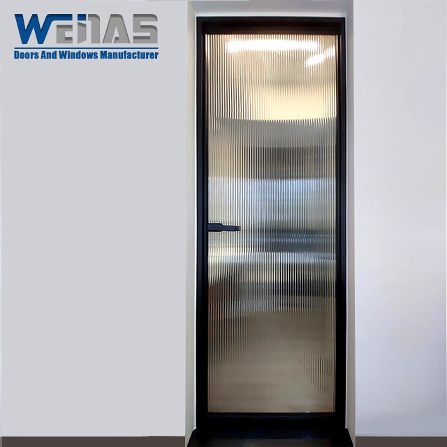 Thin Frame Silent Aluminium Casement Door Tempered Single Laminated Glass
