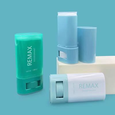 20g Green/Blue ellipse smooth bottle with Green/Blue/White lid for fragrance and sunscreen stick