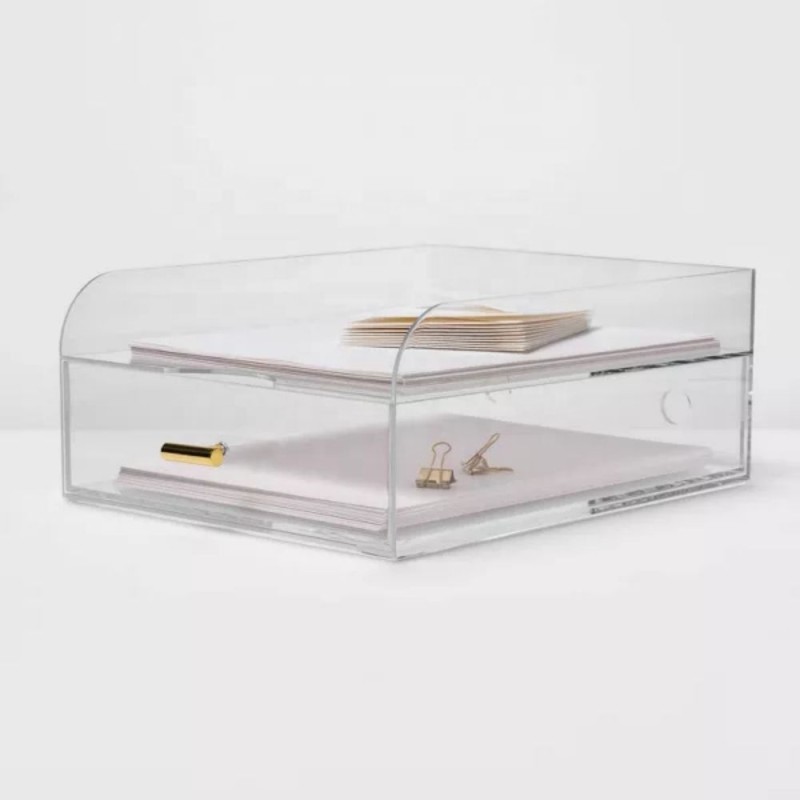Factory Direct Sale Acrylic Desk Organizers for Paper File Organizer Tray Clear Book Holder