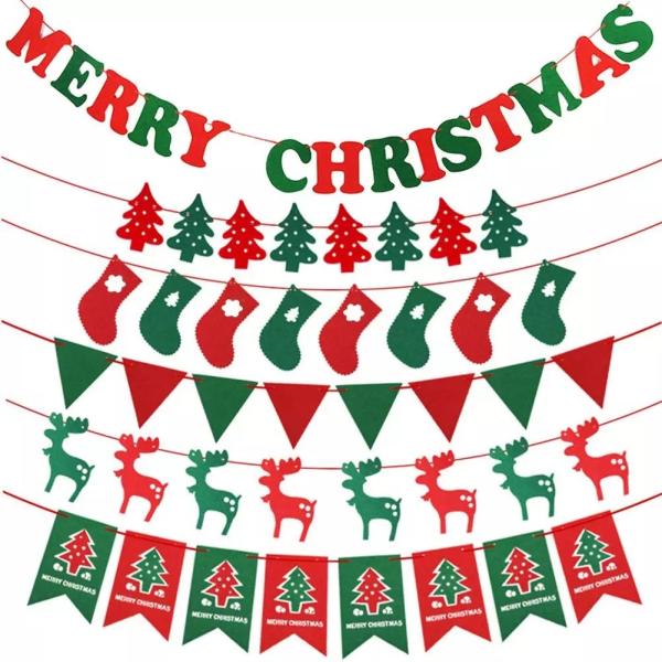 Home Decoration Merry Christmas Party Crafts Felt Banner Flag Customized Size