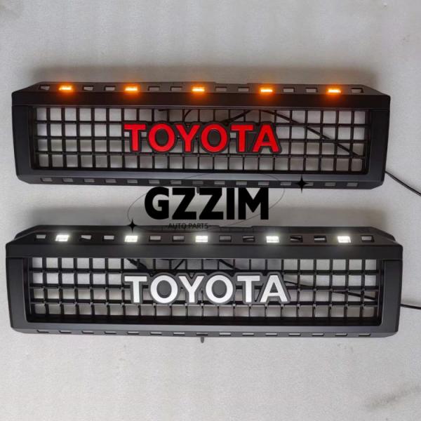 Toyota LC76 ABS Mesh Front Grille With Light Bar Black Car Grille Front Middle Grille