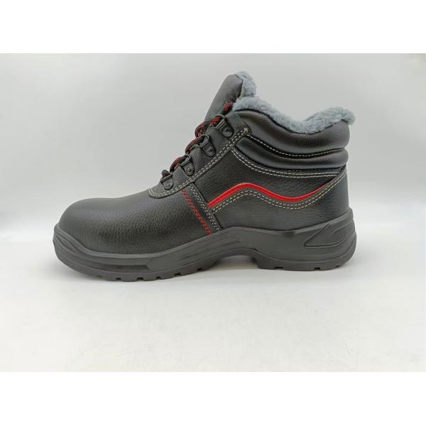 Antiperforación zapatos de invierno con tapa alta de cuero negro zapatos resistentes al deslizamiento duraderos