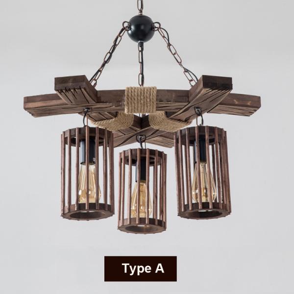 Industrial Wood chandelier Retro Rope Restaurant Barber Clothing Store hotel lobby chandelier(WH-VP-125)