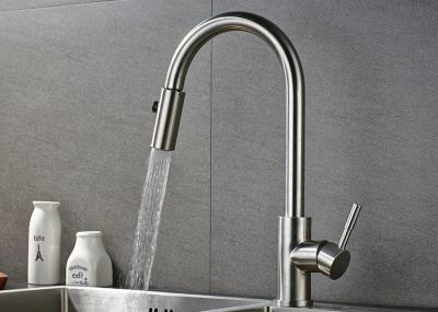 Pull Down Flexible Brushed Nickel Kitchen Faucet 10 - 90 Degree Working Temp ROVATE