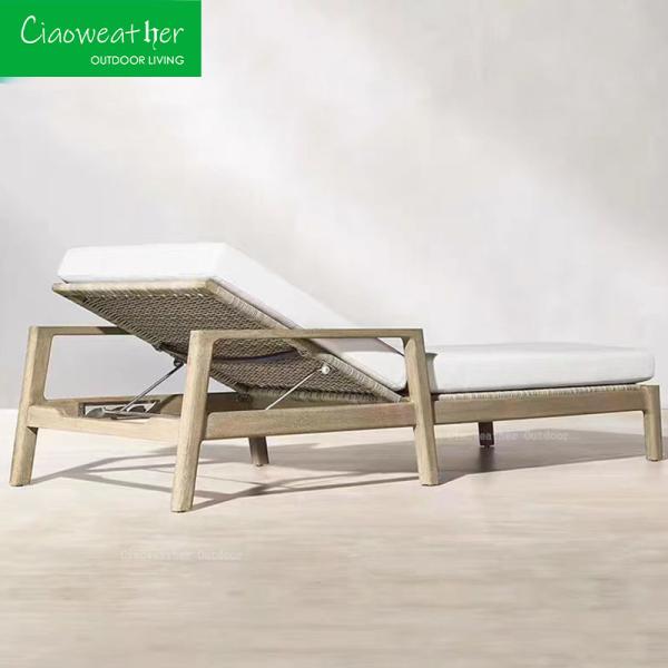 Outdoor Pool Teak Sun Lounge Chair Modern Design for Hotel Restaurant Banquet Home and Coffee