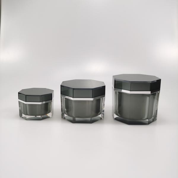 50g 120g 150g 200g Jarrón de crema acrílica de forma octogonal para envases cosméticos finales OEM / ODM