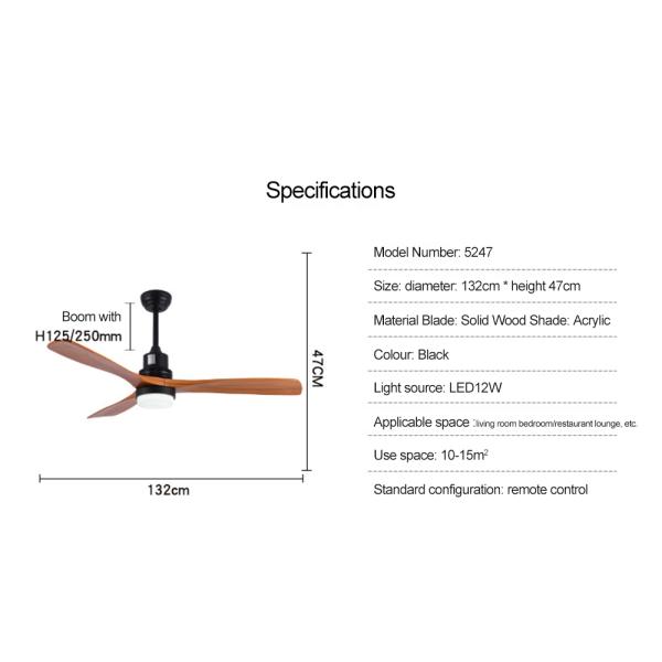Vintage Wood Ceiling Fan Remote Control Fans With Lights lamp Industrial Decor AC 220v ceiling fan light(WH-CLL-13)