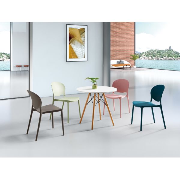 Pink Durable Modern Plastic Chair Ergonomic Comfortable Lightweight Stackable for Office Conference Waiting Area