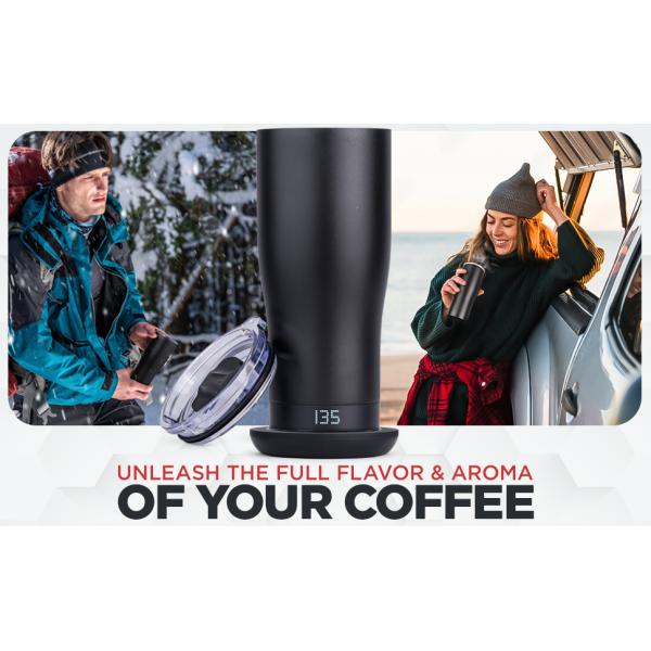 Coupe de café chauffée à LED à écran LED à température auto-ajustée pour une consommation directe pratique pour la voiture de voyage