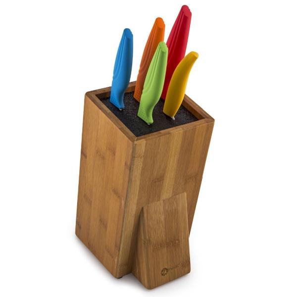 Durable Wood Kitchen Bamboo Knife Block Set High Temperature Tolerance