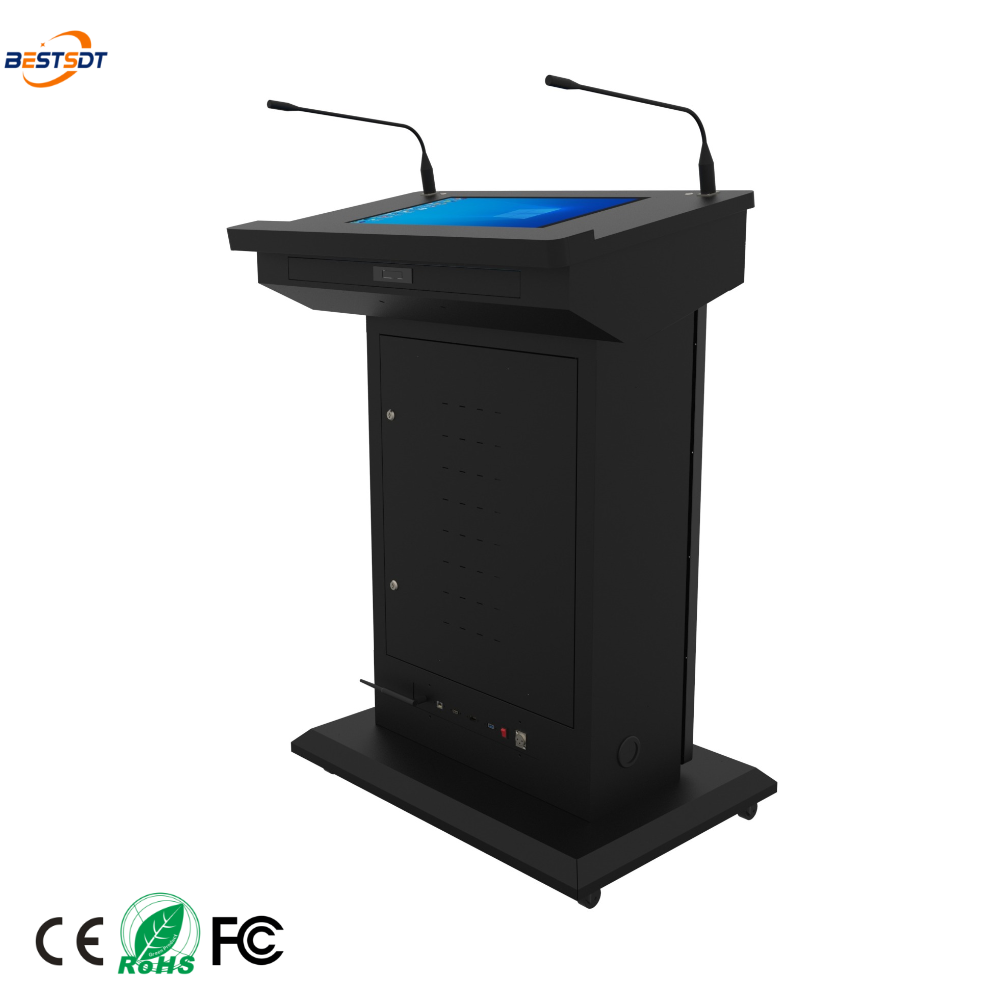 43 Inch Display 21.5 Inch Touchscreen X86 Smart Digital Podium with Dual Gooseneck Microphones