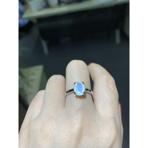14K White Gold Oval Cut Moonstone Engagement Women Anniversary Ring With CZ Rings