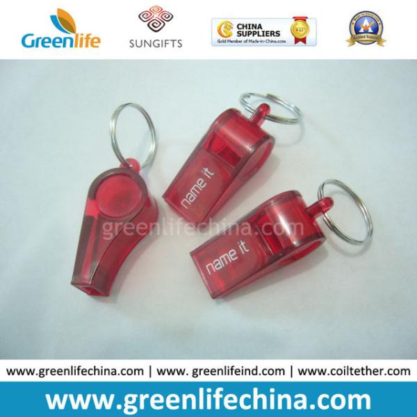 Promotional Custom Outdoor Plastic Whistle Gifts W/Key Ring Connected