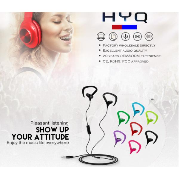 Workout Exercise 125cm Cord Sports Wired Earbuds With Over Ear Hook In Ear Running Headphones