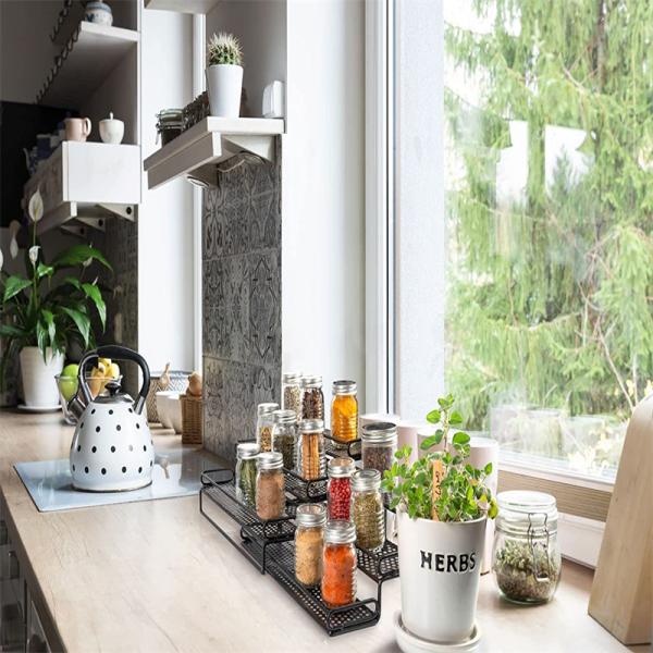 Standing Type Kitchen Bathroom Living Room Countertop 3 Layers Retractable Spice Rack